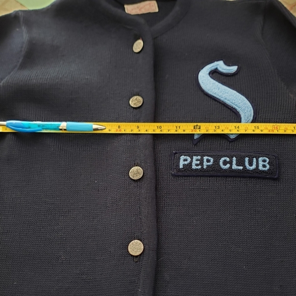 True Vintage 1950s Rare Navy Blue Pep Club Wool Cardigan Lasley Knitting Company - Picture 4 of 6